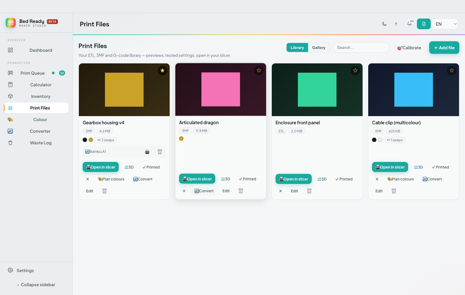 BedReady desktop app — Print files